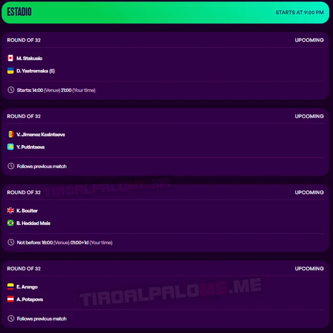 wta merida ronda1 partidos lunes19 febrero 2026 tiroalpalo