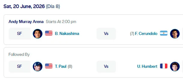 atp londres sabado20 junio 2026 tiroalpalo