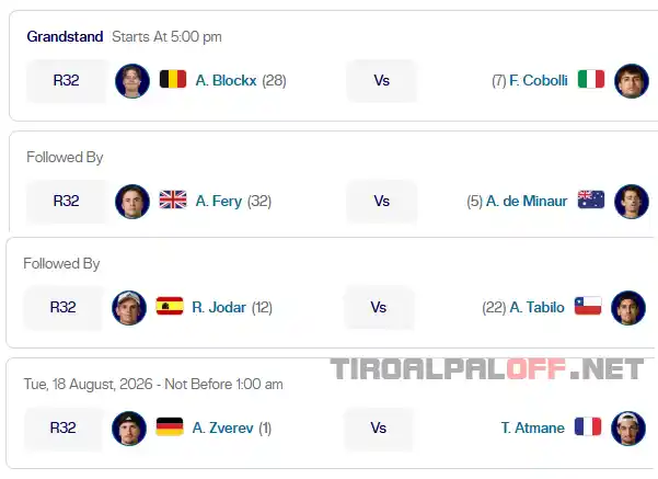 atp cincinnati lunes17 agosto 2026 tiroalpalo